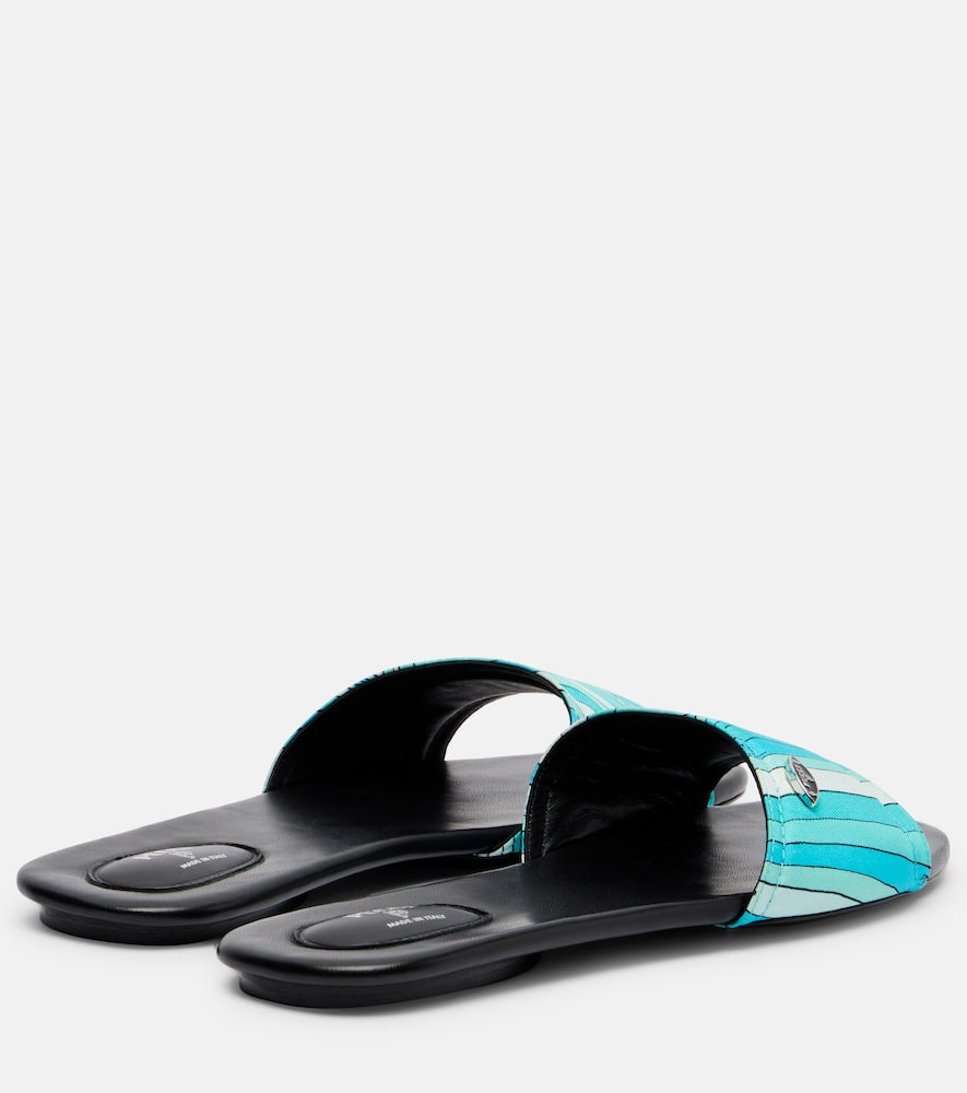 Pucci Yummy Iride slides in Blue - Flat Sandals