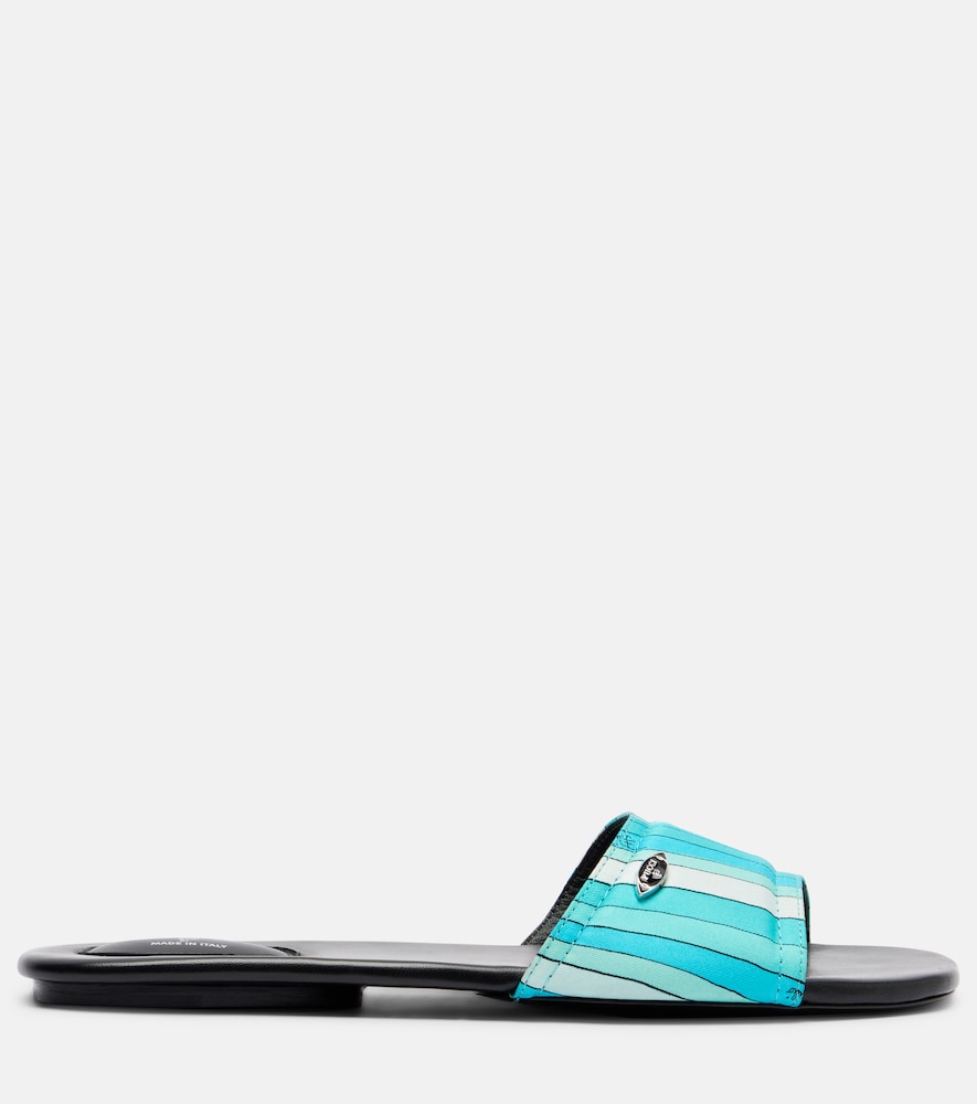 Pucci Yummy Iride slides in Blue - Flat Sandals