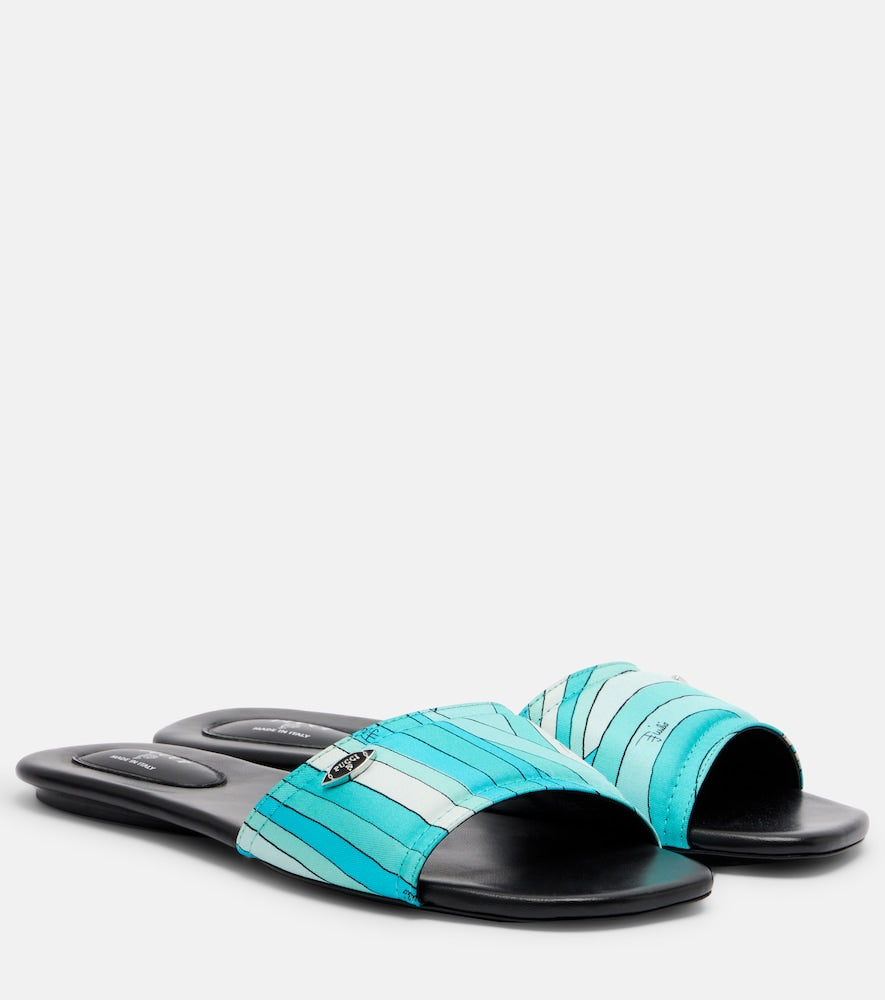Pucci Yummy Iride slides in Blue - Flat Sandals