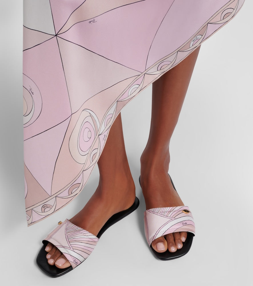 Pucci Yummy Iride twill slides (Pink) - Flat Sandals
