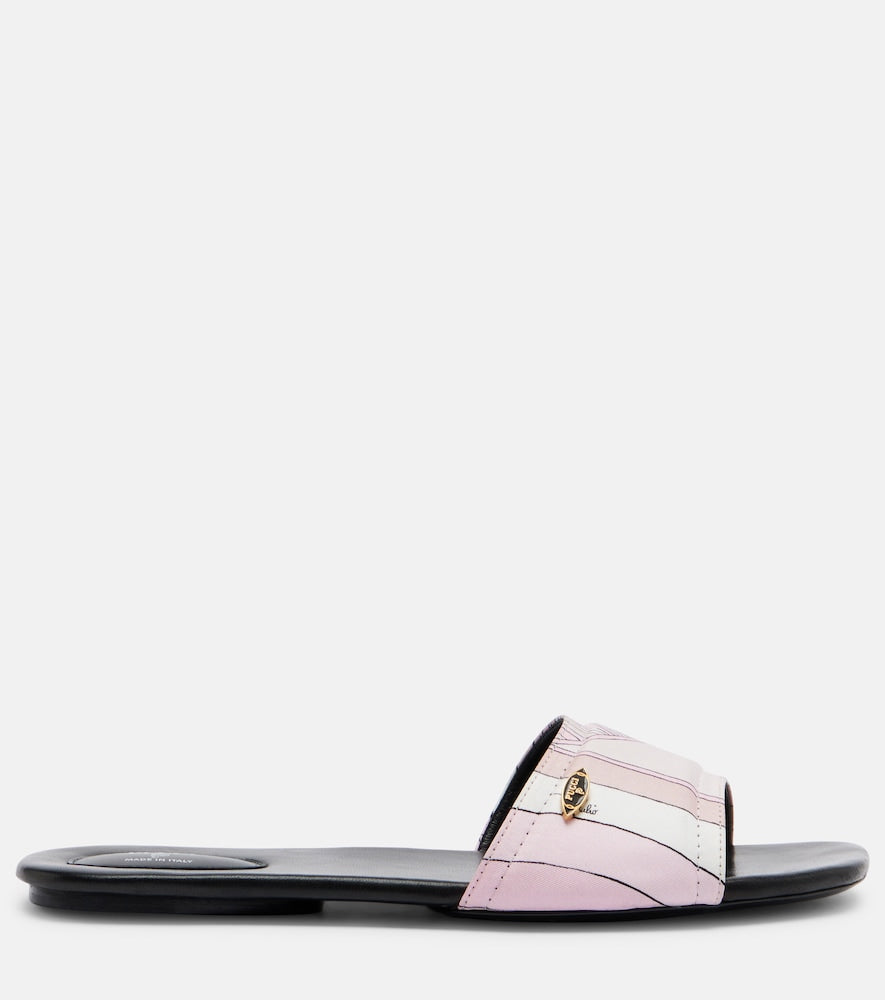 Pucci Yummy Iride twill slides (Pink) - Flat Sandals