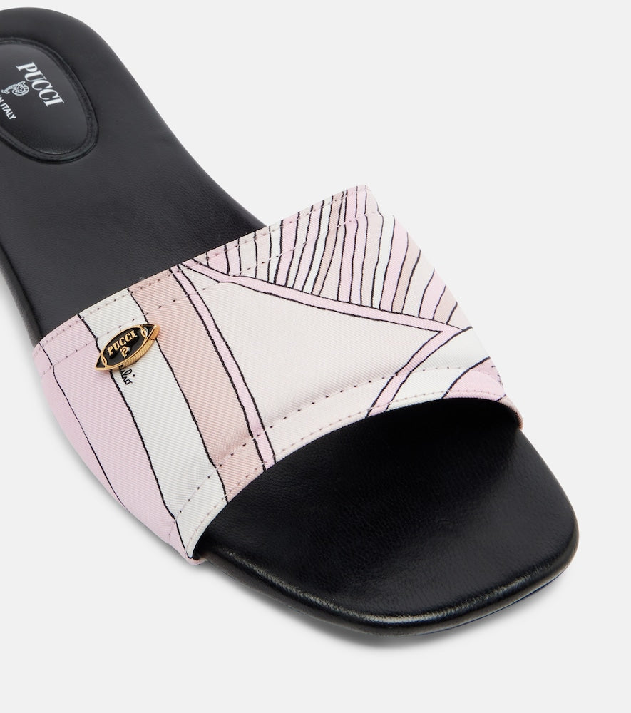 Pucci Yummy Iride twill slides (Pink) - Flat Sandals