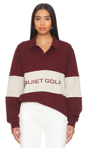 Quiet Golf Qg Sport Long Sleeve Polo in Burgundy - Quiet Golf Qg Sport - Polo à manches longues en bordeaux - Quiet Golf Qg Sport 长袖 Polo 衫（酒红色） - Quiet Golf Qg Sport Langarm-Polo in Burgunderrot - Quiet Golf Qg 스포츠 긴팔 폴로 (버건디 색상) - Polo a maniche lunghe Quiet Golf Qg Sport in bordeaux