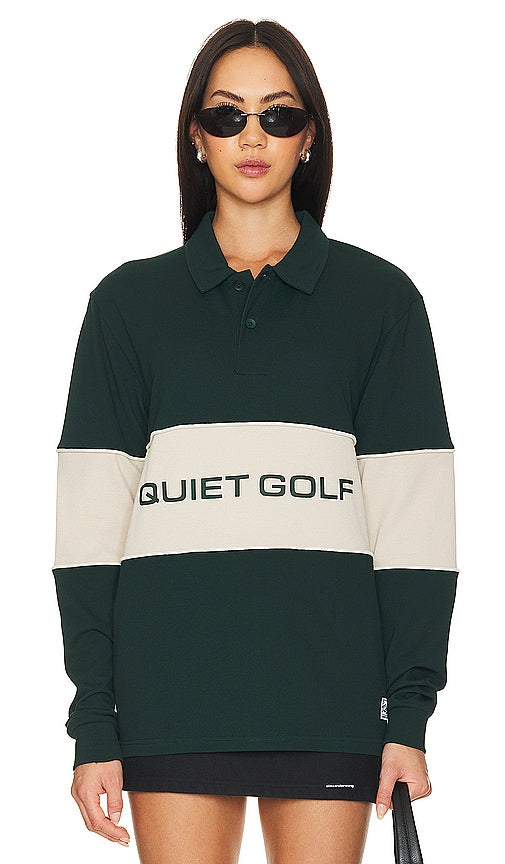 Quiet Golf Qg Sport Long Sleeve Polo in Green - Quiet Golf Qg Sport - Polo à manches longues - Vert - Quiet Golf Qg Sport 绿色长袖 Polo 衫 - Quiet Golf Qg Sport Langarm-Polo in Grün - Quiet Golf Qg 스포츠 긴팔 폴로 그린 색상 - Polo a maniche lunghe Quiet Golf Qg Sport in verde