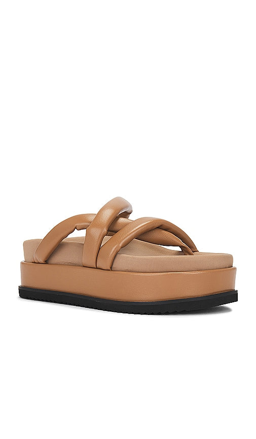 R0AM Asymmetrical Stack Sandal in Nude