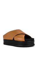 R0AM Cross Stack Sandal in Cognac