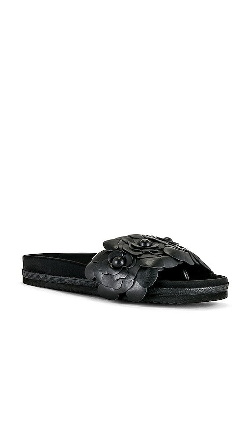 R0AM Fleur Slide Sandal in Black