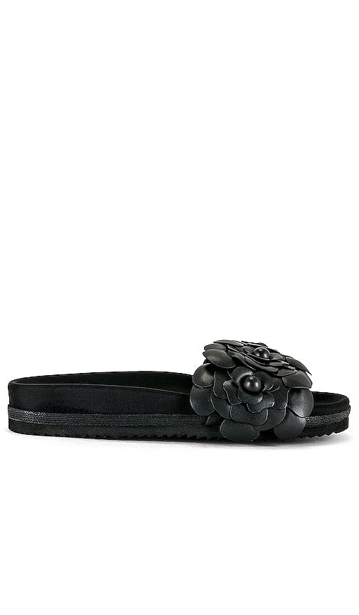 R0AM Fleur Slide Sandal in Black - Sandale à enfiler R0AM Fleur en noir - R0AM 黑色 Fleur 拖鞋 - R0AM Fleur Slide Sandale in Schwarz - R0AM 플뢰르 슬라이드 샌들블랙 색상 - Sandalo Slide R0AM Fleur in nero