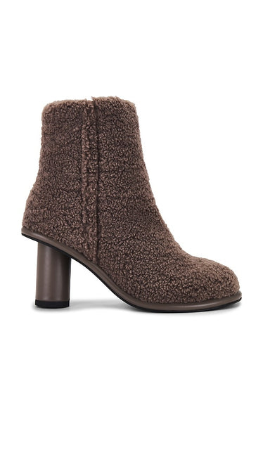 R0AM The Fuzzy Bootie in Brown | Taupe Ankle Boots for Women