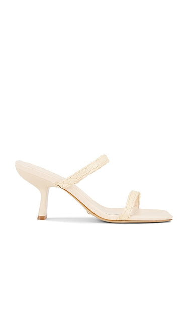 RAYE Avani Sandal in Neutral | Raffia Heeled Sandals for Women