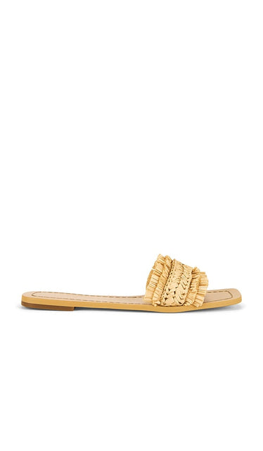 RAYE Bowles Sandal in Tan | Raffia Flat Sandals for Women