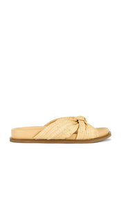 RAYE Brissa Slide in Tan | Raffia Flat Sandals for Women