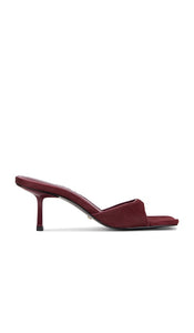 RAYE Jocey Mule in Burgundy | Oxblood Calf Hair Heeled Sandals for Women