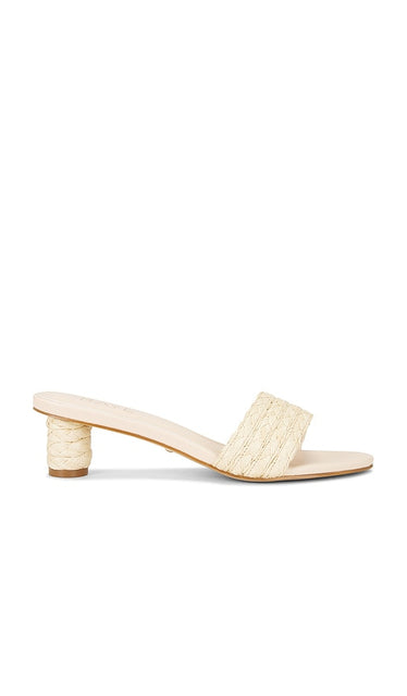 RAYE Lillian Sandal in Neutral | Natural Raffia Open Toe Heels for Women