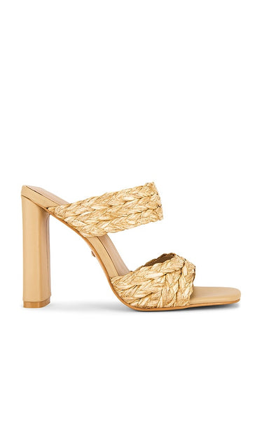 RAYE Nantez Sandal in Tan | Raffia Heeled Sandals for Women