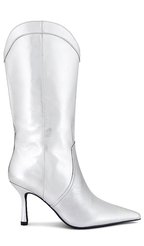 RAYE Taos Boot in Metallic Silver - Botte RAYE Taos en argent métallisé - RAYE Tais 金属银色靴子 - RAYE Taos Stiefel in Metallic-Silber - RAYE 타오스 부츠 메탈릭 실버 소재 - Stivale RAYE Taos in argento metallizzato