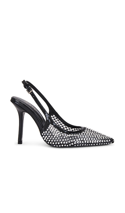 RAYE Roma Slingback in Black | Black Mesh Diamante Sling Back Heels for Women