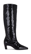 RAYE Mimi Boot in Black | Black Patent Croco Black Boots for Women
