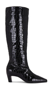 RAYE Mimi Boot in Black | Black Patent Croco Black Boots for Women