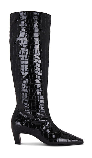 RAYE Mimi Boot in Black | Black Patent Croco Black Boots for Women