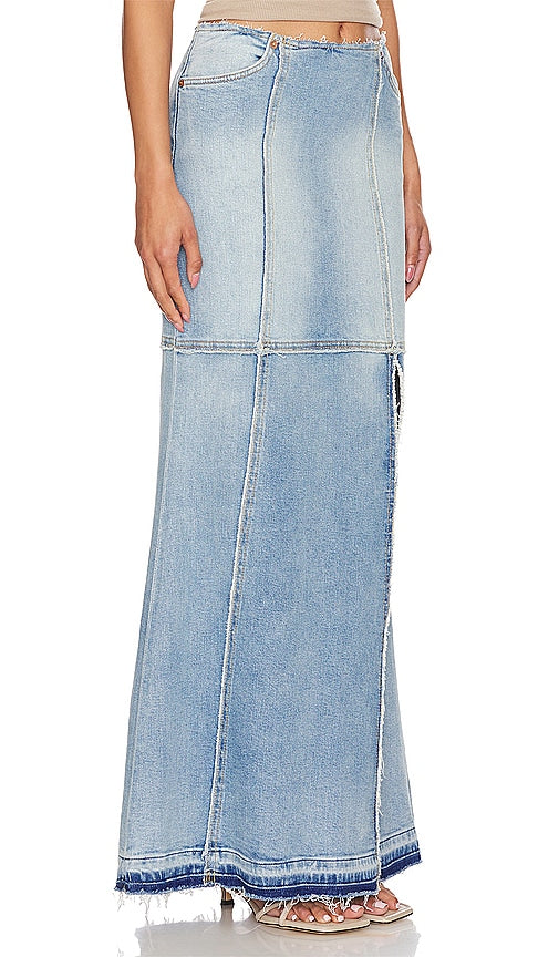 RE/DONE Column Maxi Skirt in Blue