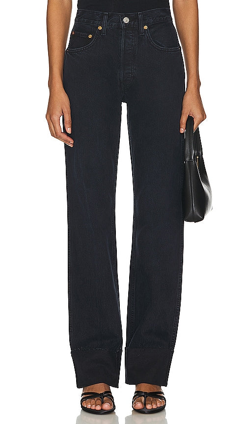 RE/DONE High Rise Loose Long in Blue - RE/DONE Long ample taille haute en bleu - RE/DONE 蓝色高腰宽松长裤 - RE/DONE High Rise Loose Long in Blau - RE/DONE 하이라이즈 루즈 롱 블루 색상 - RE/DONE Vita alta ampia e lunga in blu