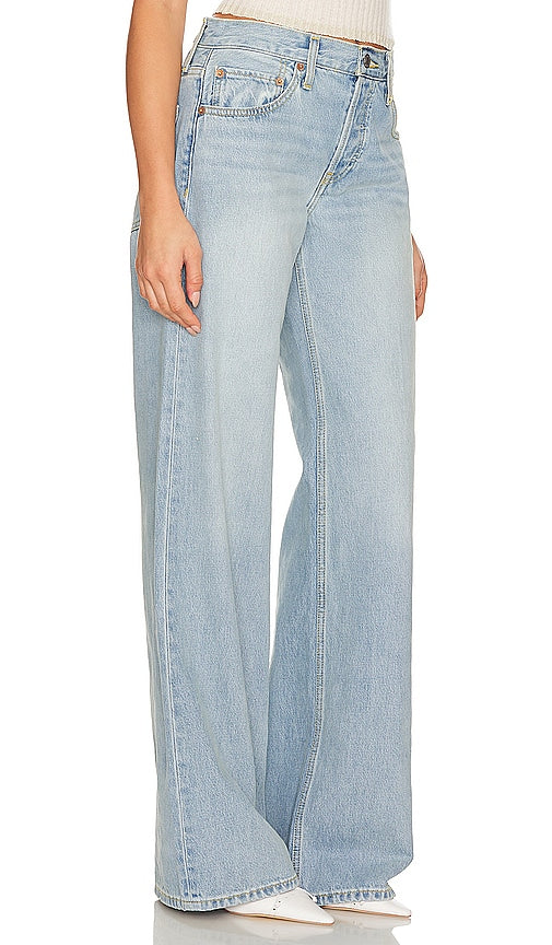RE/DONE Mid Rise Wide Leg in Blue