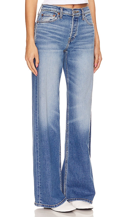 RE/DONE Orginals Mid Rise Wide Leg in Blue