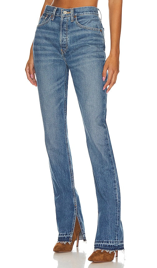 RE/DONE Originals 70s High Rise Skinny Boot in Denim-Medium - RE/DONE Originals High Rise Skinny Boot années 70 en Denim-Medium - RE/DONE Originals 70 年代牛仔布中号高腰紧身靴 - RE/DONE Originals 70s High Rise Skinny Boot in Denim-Medium - RE/DONE Originals 70s 하이라이즈 스키니 부츠 데님-미디엄 - RE/DONE Stivale skinny a vita alta originale anni '70 in denim-medio