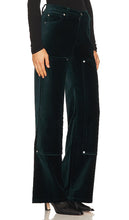 RE/DONE Velvet Workwear Wide Leg in Dark Green