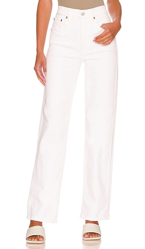 RE/DONE Orginals 90s High Rise Loose in White - RE/DONE Originals - Pantalon ample taille haute style années 90 en blanc - RE/DONE Orginals 90 年代高腰宽松白色 - RE/DONE Orginals 90s High Rise Loose in Weiß - RE/DONE Orginals 90s 하이라이즈 루즈 화이트 색상 - RE/DONE Originali anni '90 a vita alta larghi in bianco