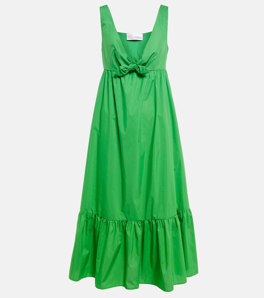 REDValentino Cotton-blend poplin midi dress. REDValentino 棉混纺府绸中长连衣裙