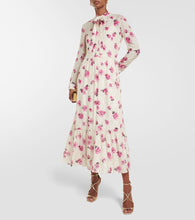 REDValentino Floral tie-neck Lamé maxi dress