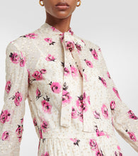 REDValentino Floral tie-neck Lamé maxi dress