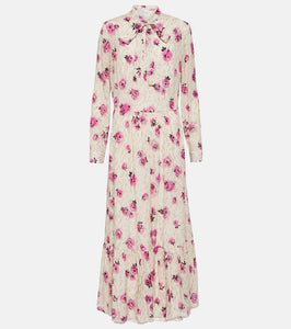 REDValentino Floral tie-neck Lamé maxi dress