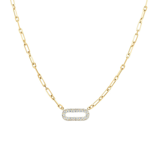 REEDS Exclusive Shy Creation 1/2ctw Diamond Yellow Gold Paperclip Link Chain Necklace