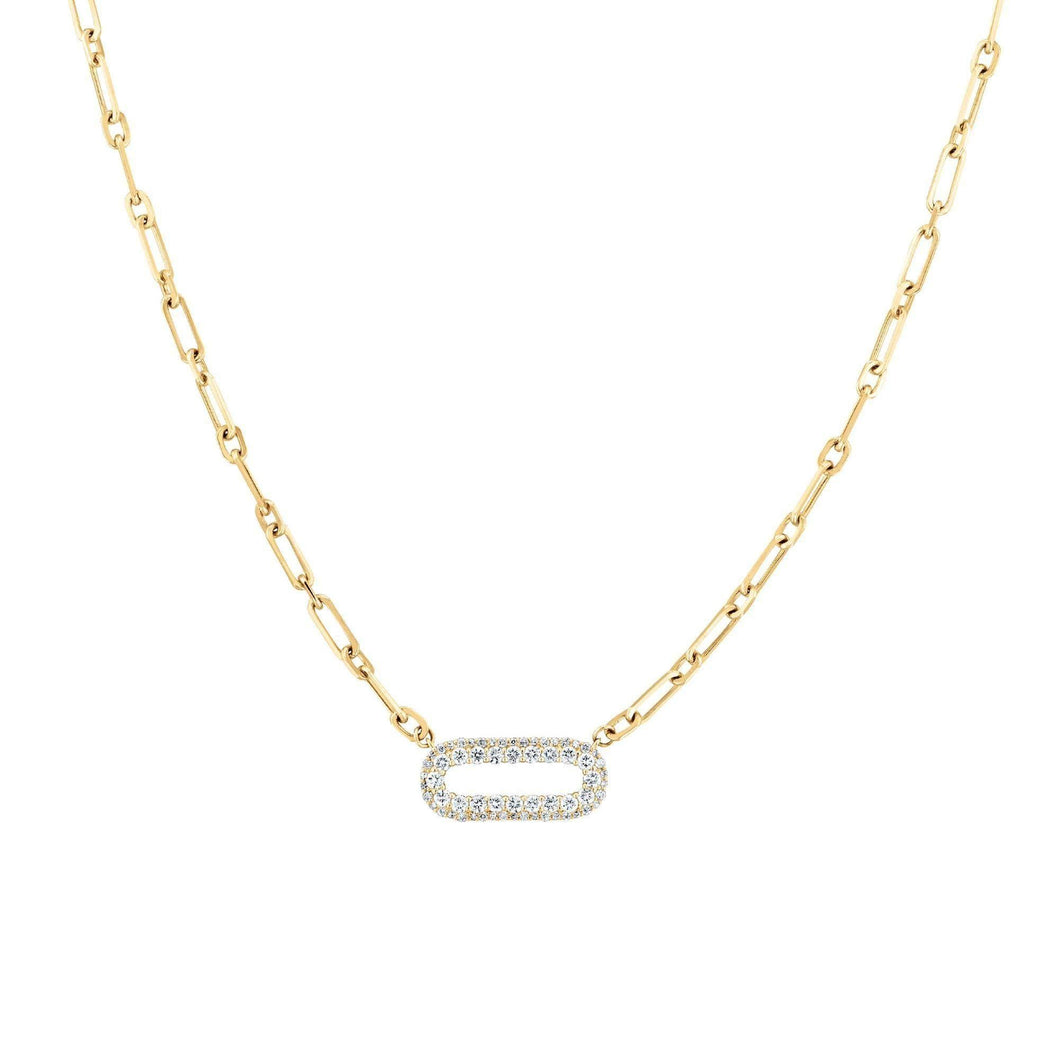 REEDS Exclusive Shy Creation 1/2ctw Diamond Yellow Gold Paperclip Link Chain Necklace