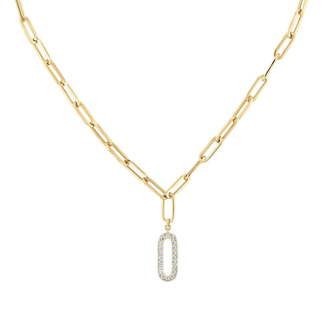REEDS Exclusive Shy Creation 5/8ctw Diamond Yellow Gold Paperclip Link Chain Y Necklace