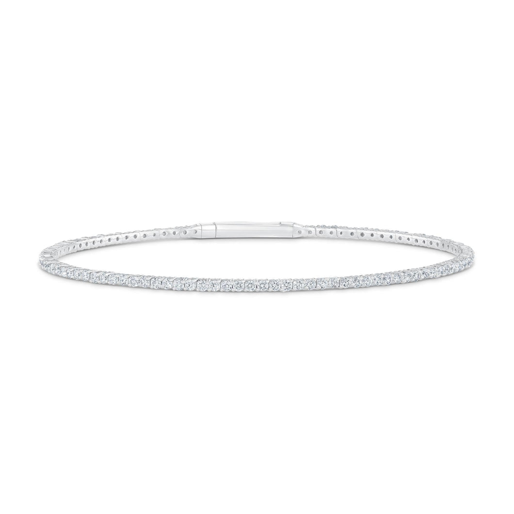 REEDS Flexible 1 1/2ctw Diamond White Gold Bangle Bracelet