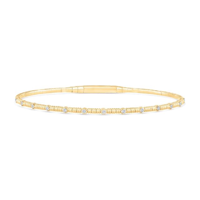 REEDS Flexible 1/5ctw Diamond Yellow Gold Bangle Bracelet