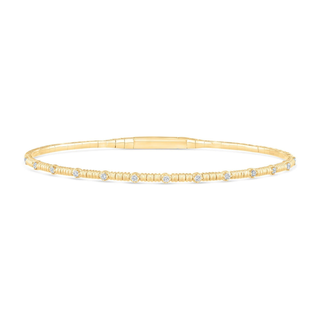 REEDS Flexible 1/5ctw Diamond Yellow Gold Bangle Bracelet