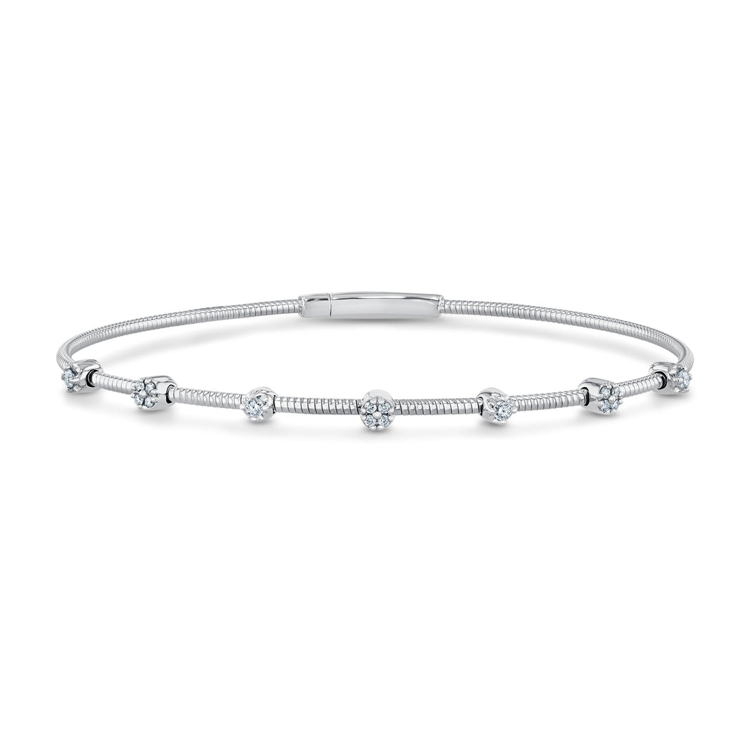 REEDS Flexible 1/6ctw Diamond White Gold Bangle Bracelet