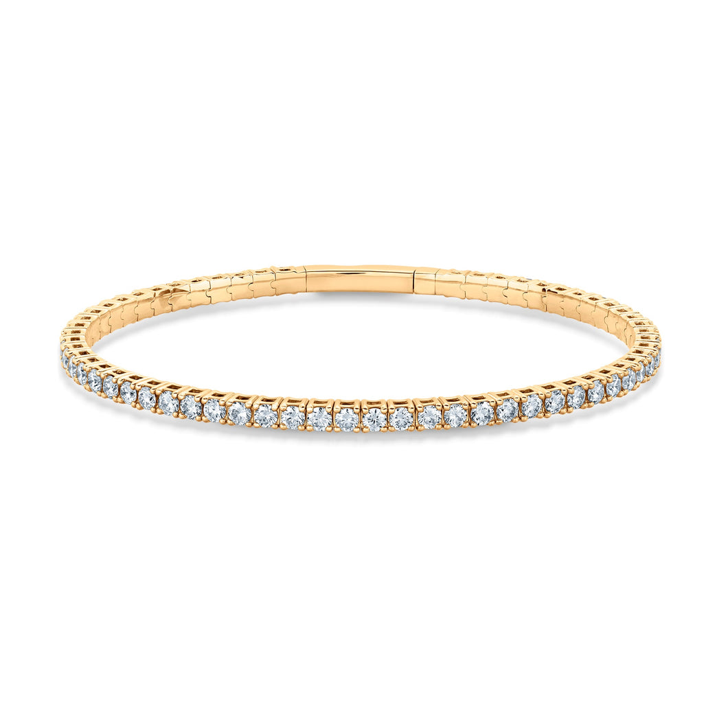 REEDS Flexible 3 1/2ctw Diamond Yellow Gold Bangle Bracelet