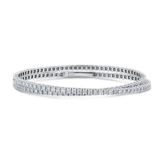REEDS Flexible 4ctw Diamond White Gold Double Row Wrap Bangle Bracelet
