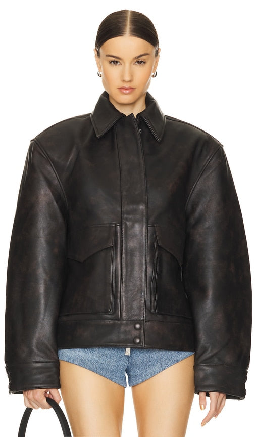 REMAIN Bomber Jacket in Brown
