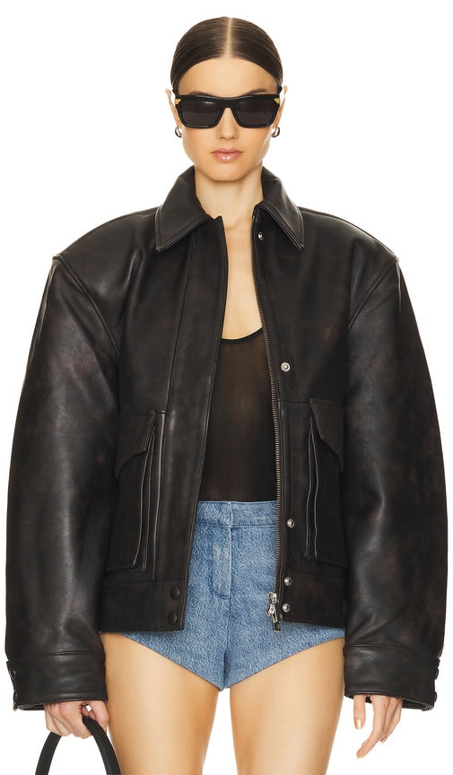 REMAIN Bomber Jacket in Brown