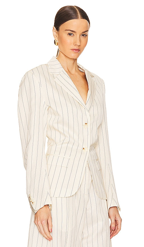 REMAIN Drapey Striped Blazer in Ivory