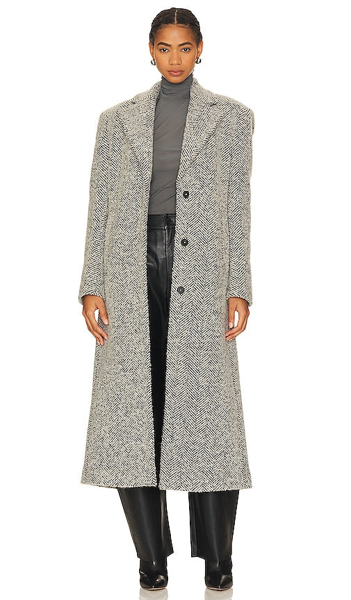 REMAIN Herringbone Boxy Coat in Light Grey - Manteau carré à chevrons REMAIN en gris clair - REMAIN 浅灰色人字纹宽松大衣 - REMAIN Kastenförmiger Mantel mit Fischgrätenmuster in Hellgrau - REMAIN 헤링본 박시 코트라이트 그레이 색상 - REMAIN Cappotto squadrato a spina di pesce in grigio chiaro