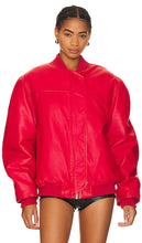 REMAIN Leather Bomber Jacket in Red