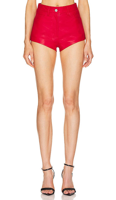 REMAIN Leather Short in Red - Short en cuir REMAIN en rouge - REMAIN 红色皮革短裤 - REMAIN Ledershorts in Rot - REMAIN 가죽 쇼츠 레드 색상 - REMAIN Pantaloncini in pelle in rosso
